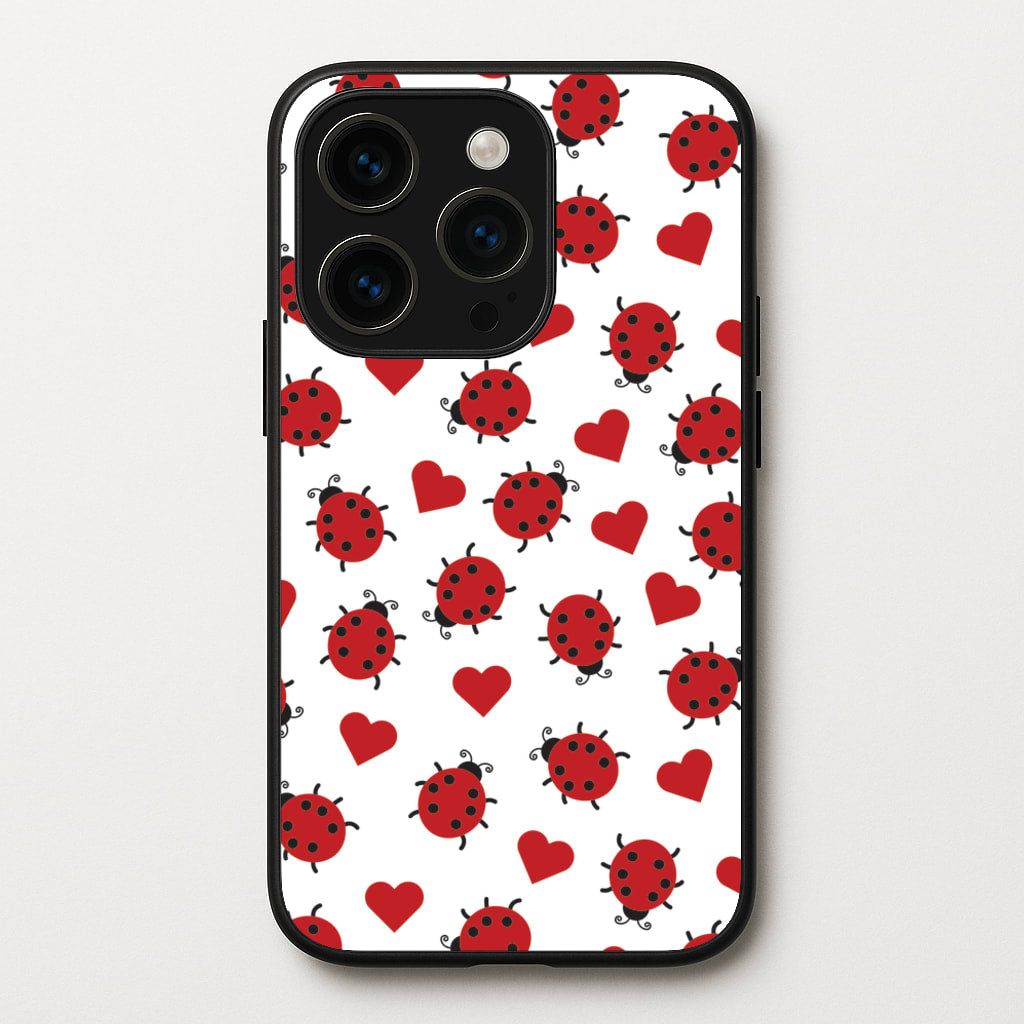 Ladybugs And Hearts Pattern  - Patterns Phone Case for iPhone 15 Pro Max
