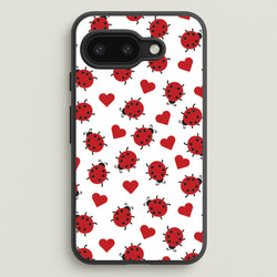 Ladybugs And Hearts Pattern  - Patterns Phone Case for Google Pixel 9a