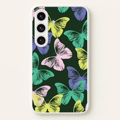 Colourful Butterfly Stamps Pattern  - Patterns Phone Case for Galaxy S24