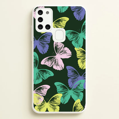 Colourful Butterfly Stamps Pattern  - Patterns Phone Case for Galaxy A21s