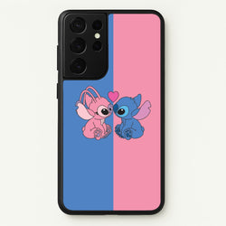 Angel And Blue Alien - Pink Alien  - Angel Stitch Phone Case for Galaxy S21 Ultra