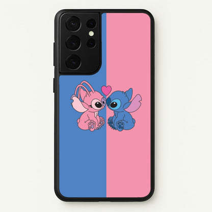 Angel And Blue Alien - Pink Alien  - Angel Stitch Phone Case for Galaxy S21 Ultra