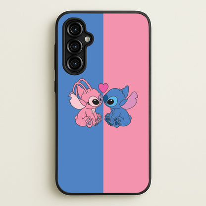 Angel And Blue Alien - Pink Alien  - Angel Stitch Phone Case for Galaxy A54
