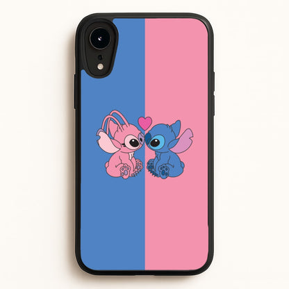 Angel And Blue Alien - Pink Alien  - Angel Stitch Phone Case for iPhone XR