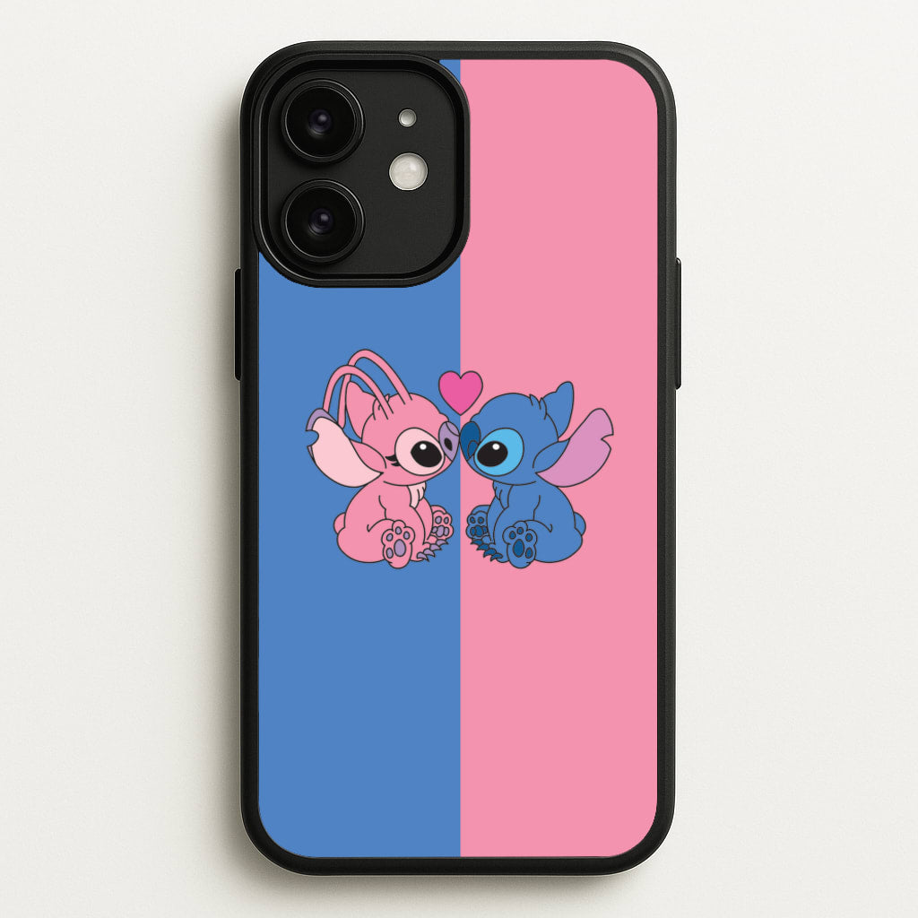 Angel And Blue Alien - Pink Alien  - Angel Stitch Phone Case for iPhone 11