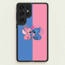 Angel And Blue Alien - Pink Alien  - Angel Stitch Phone Case for Galaxy S22 Ultra