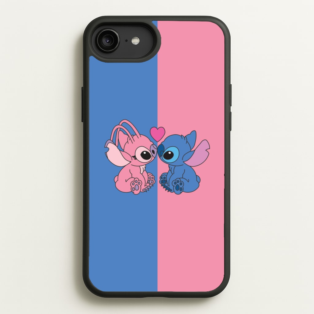 Angel And Blue Alien - Pink Alien  - Angel Stitch Phone Case for iPhone 6 Plus / 7 Plus / 8 Plus