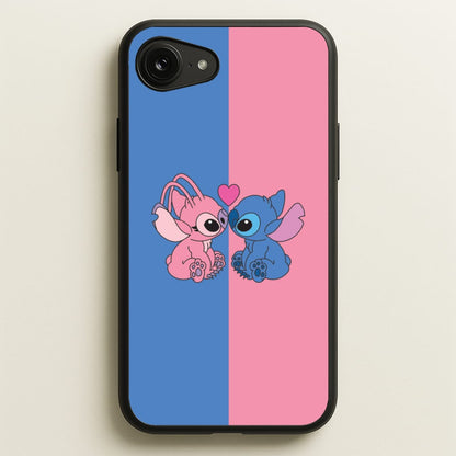 Angel And Blue Alien - Pink Alien  - Angel Stitch Phone Case for iPhone 16e