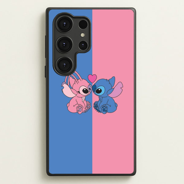 Angel And Blue Alien - Pink Alien  - Angel Stitch Phone Case for Galaxy S25 Ultra
