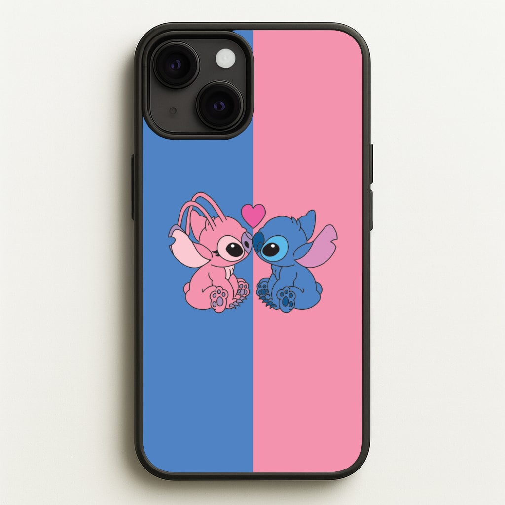Angel And Blue Alien - Pink Alien  - Angel Stitch Phone Case for iPhone 13