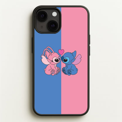 Angel And Blue Alien - Pink Alien  - Angel Stitch Phone Case for iPhone 13