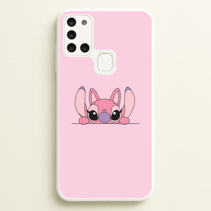 Angel Leaning - Pink Alien  - Angel Stitch Phone Case for Galaxy A21s