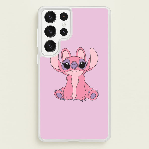 Sitting Down - Pink Alien  - Angel Stitch Phone Case for Galaxy S22 Ultra