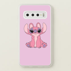 Sitting Down - Pink Alien  - Angel Stitch Phone Case for Galaxy S10