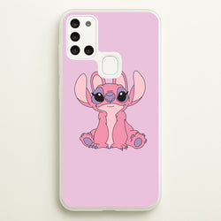 Sitting Down - Pink Alien  - Angel Stitch Phone Case for Galaxy A21s