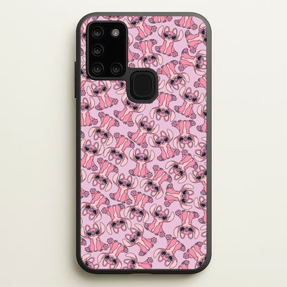 Angel Pink Alien Pattern  - Angel Stitch Phone Case for Galaxy A21s