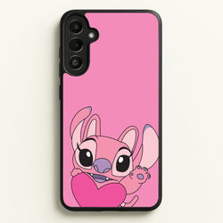 Holding Heart - Pink Alien  - Angel Stitch Phone Case for Galaxy A34