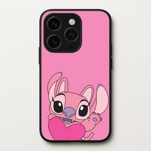 Holding Heart - Pink Alien  - Angel Stitch Phone Case for iPhone 14 Pro Max