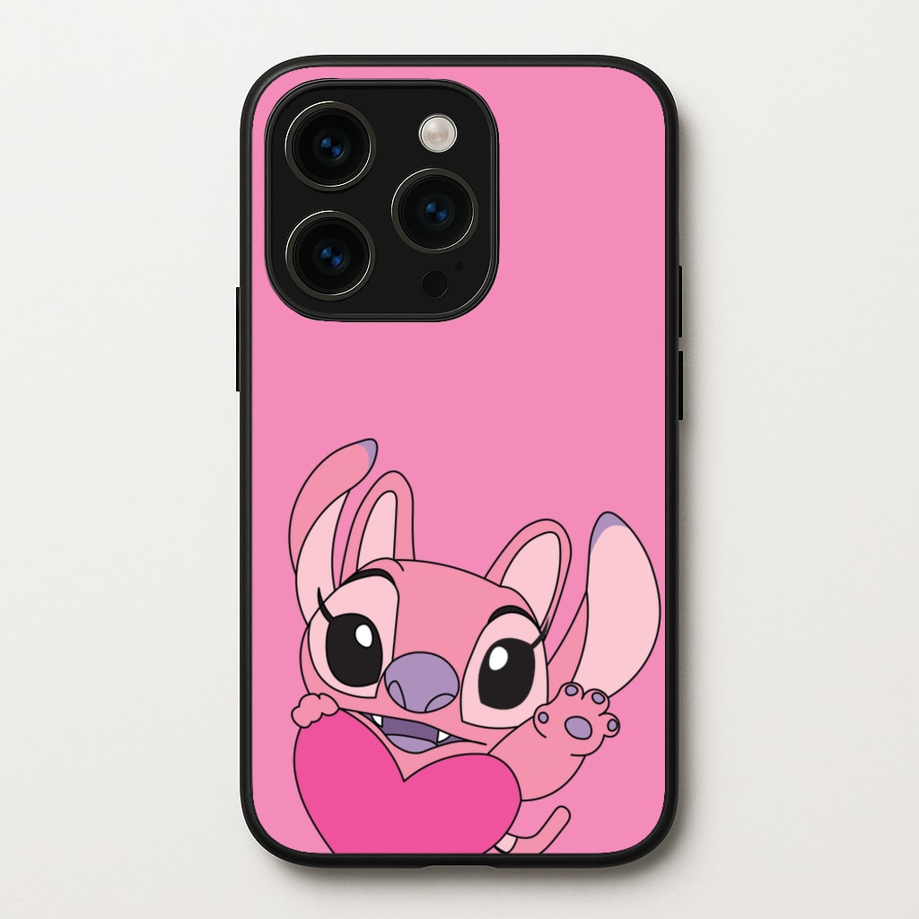 Holding Heart - Pink Alien  - Angel Stitch Phone Case for iPhone 15 Pro Max