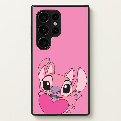 Holding Heart - Pink Alien  - Angel Stitch Phone Case for Galaxy S24 Ultra