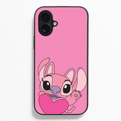 Holding Heart - Pink Alien  - Angel Stitch Phone Case for iPhone 16 Plus