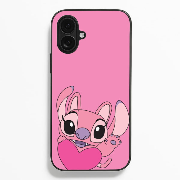 Holding Heart - Pink Alien  - Angel Stitch Phone Case for iPhone 16 Plus