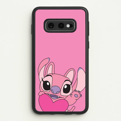 Holding Heart - Pink Alien  - Angel Stitch Phone Case for Galaxy S10e