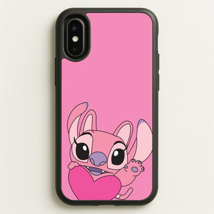 Holding Heart - Pink Alien  - Angel Stitch Phone Case for iPhone X / XS