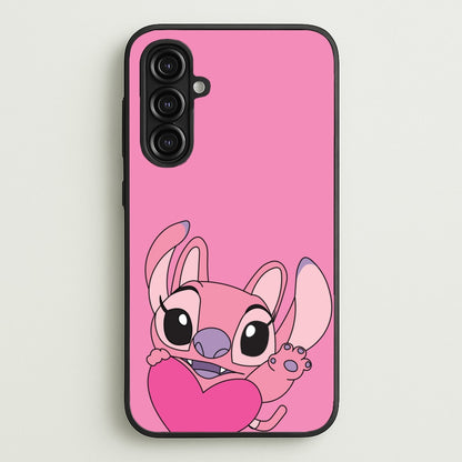 Holding Heart - Pink Alien  - Angel Stitch Phone Case for Galaxy A16