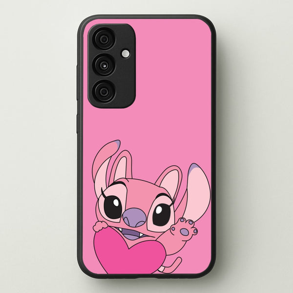 Holding Heart - Pink Alien  - Angel Stitch Phone Case for Galaxy A35