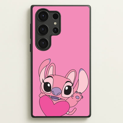 Holding Heart - Pink Alien  - Angel Stitch Phone Case for Galaxy S25 Ultra