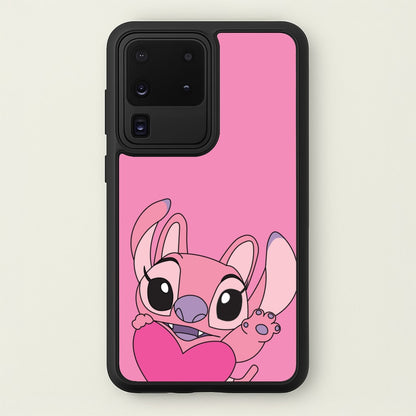 Holding Heart - Pink Alien  - Angel Stitch Phone Case for Galaxy S20 Ultra