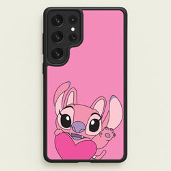 Holding Heart - Pink Alien  - Angel Stitch Phone Case for Galaxy S22 Ultra