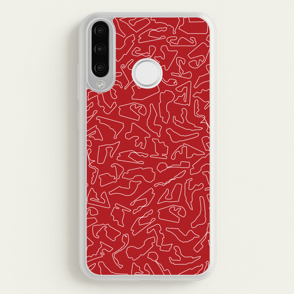 Track Outlines Red  - F1 Phone Case for Huawei P30 Lite