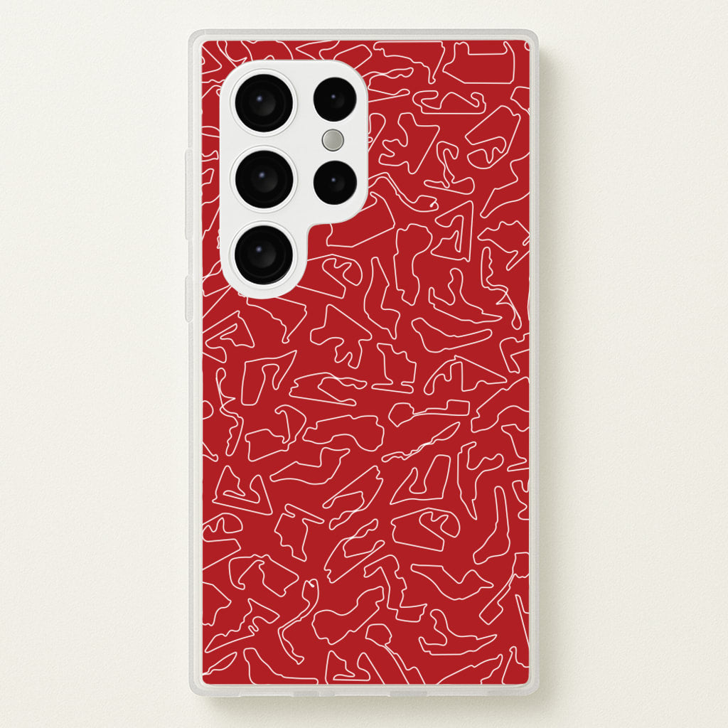 Track Outlines Red  - F1 Phone Case for Galaxy S24 Ultra