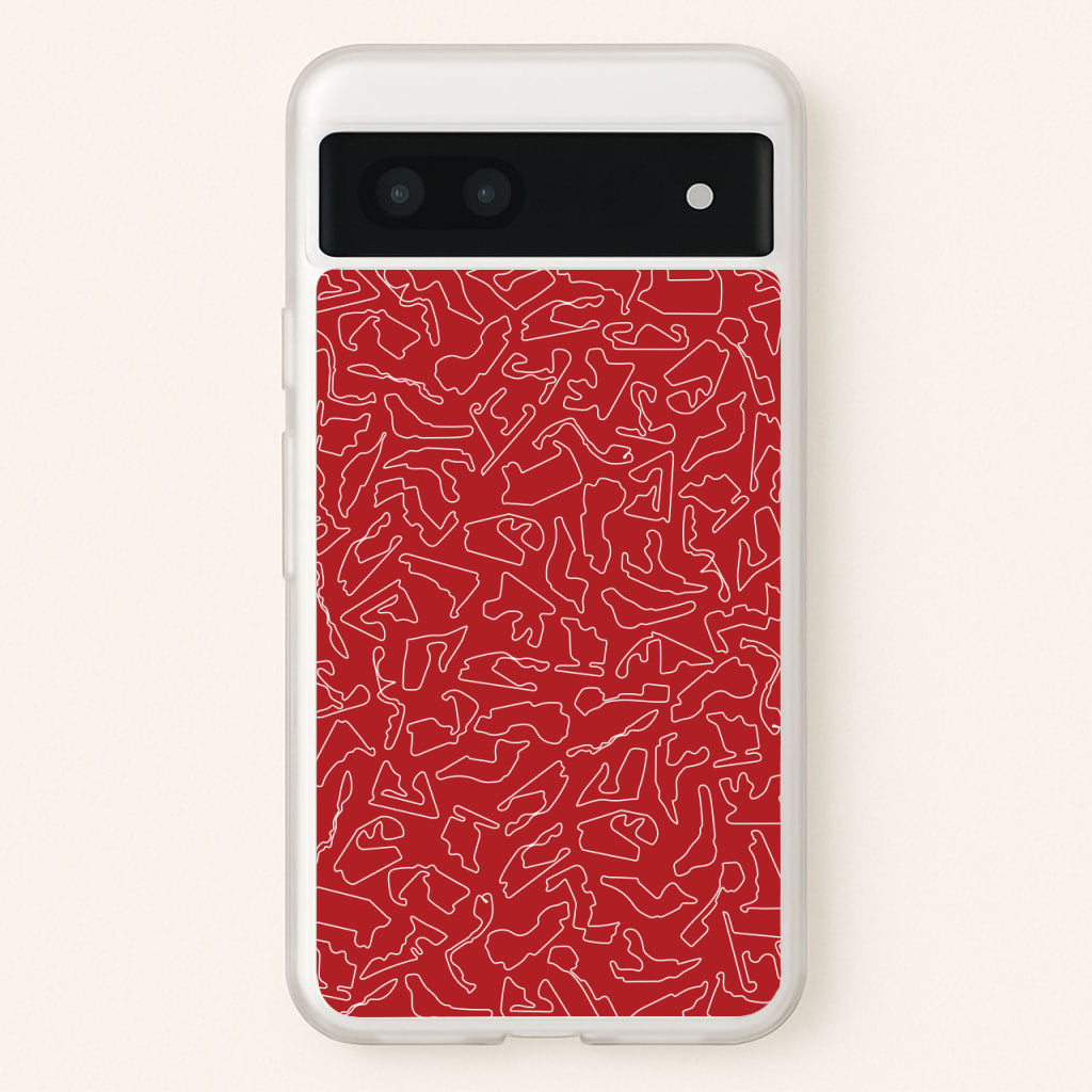 Track Outlines Red  - F1 Phone Case for Google Pixel 6a