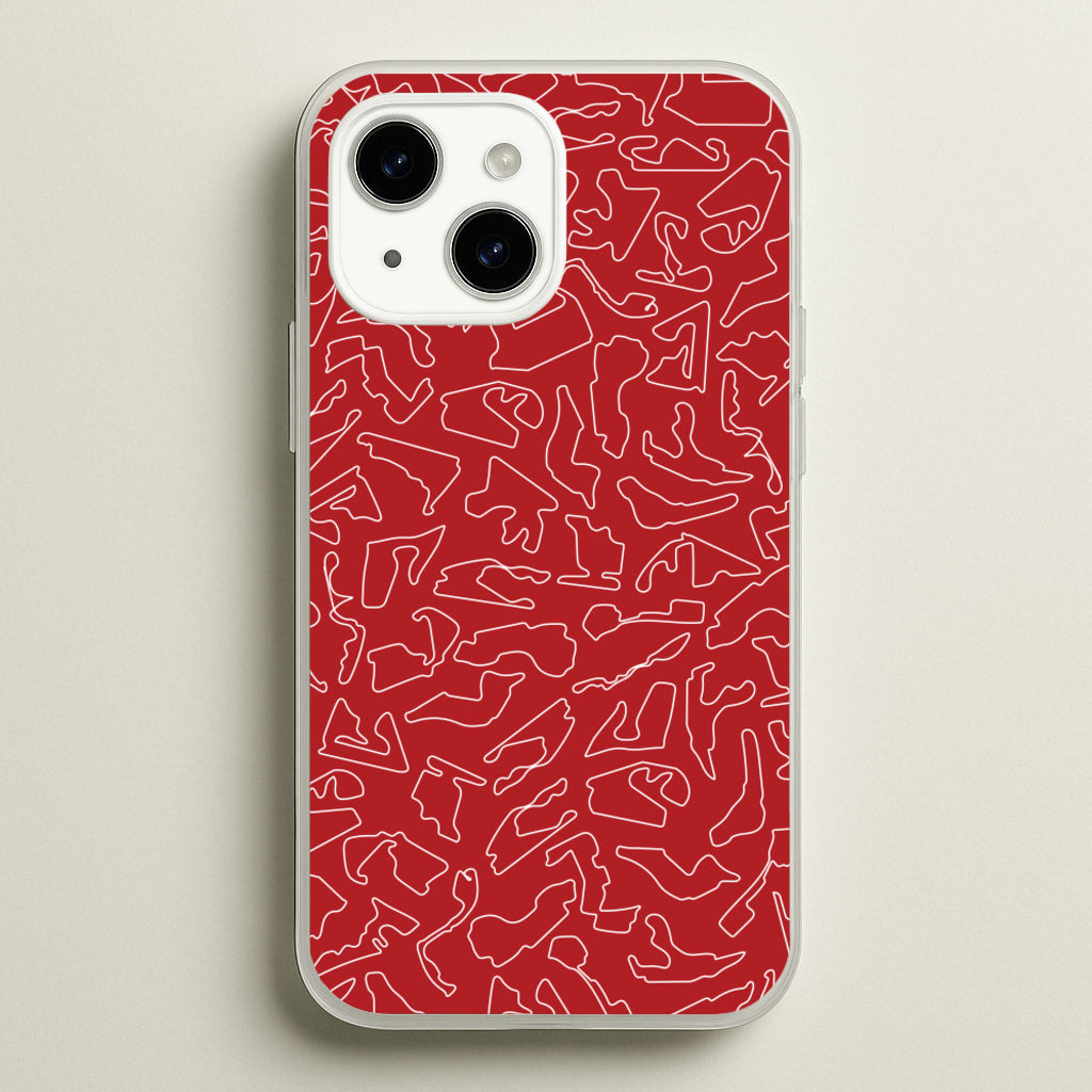 Track Outlines Red  - F1 Phone Case for iPhone 15