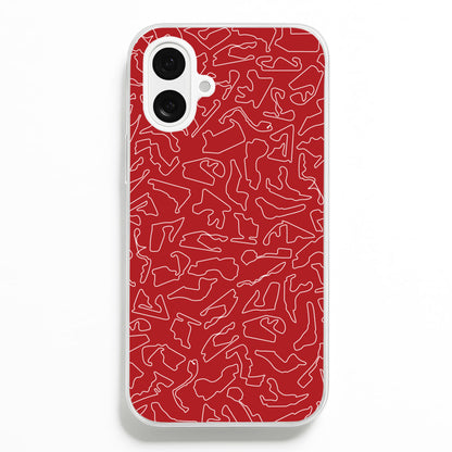Track Outlines Red  - F1 Phone Case for iPhone 16 Plus