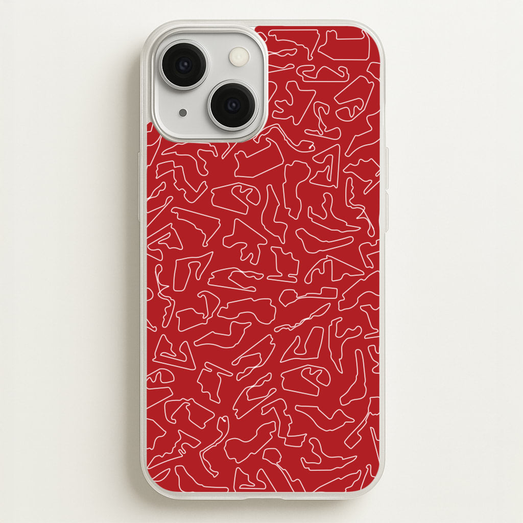 Track Outlines Red  - F1 Phone Case for iPhone 13 Mini