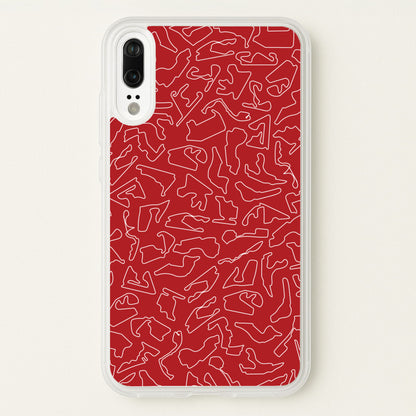 Track Outlines Red  - F1 Phone Case for Huawei P20