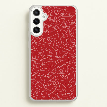 Track Outlines Red  - F1 Phone Case for Galaxy A36
