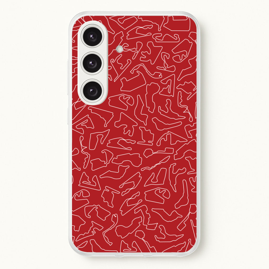 Track Outlines Red  - F1 Phone Case for Galaxy S24FE