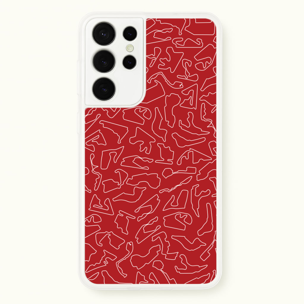 Track Outlines Red  - F1 Phone Case for Galaxy S21 Ultra