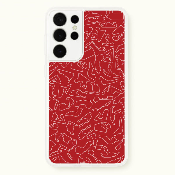 Track Outlines Red  - F1 Phone Case for Galaxy S21 Ultra