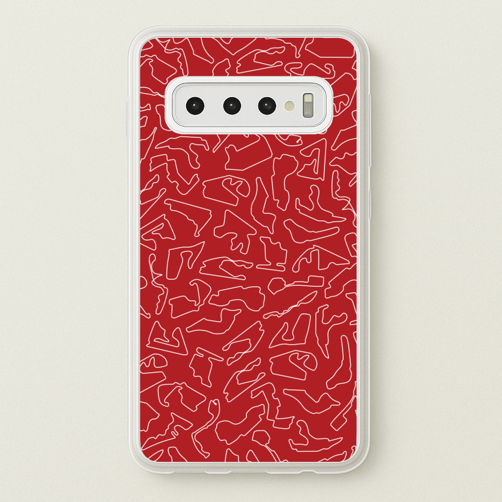 Track Outlines Red  - F1 Phone Case for Galaxy S10 Plus
