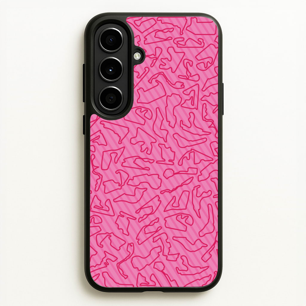Track Outlines Pink  - F1 Phone Case for Galaxy A56
