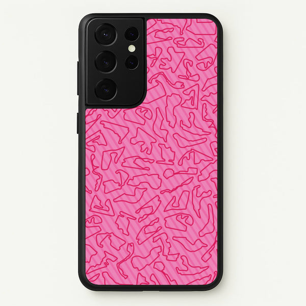 Track Outlines Pink  - F1 Phone Case for Galaxy S21 Ultra