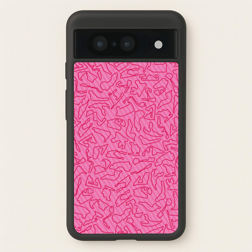 Track Outlines Pink  - F1 Phone Case for Google Pixel 8