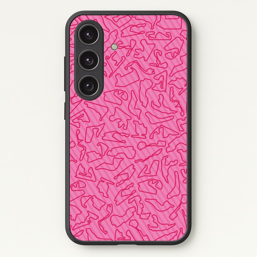 Track Outlines Pink  - F1 Phone Case for Galaxy S24