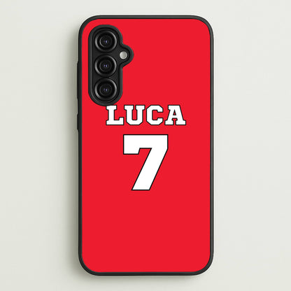 Red - Personalised Football  - Football Phone Case for Galaxy A14
